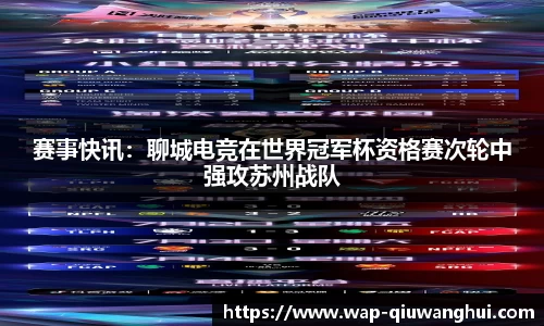 赛事快讯：聊城电竞在世界冠军杯资格赛次轮中强攻苏州战队